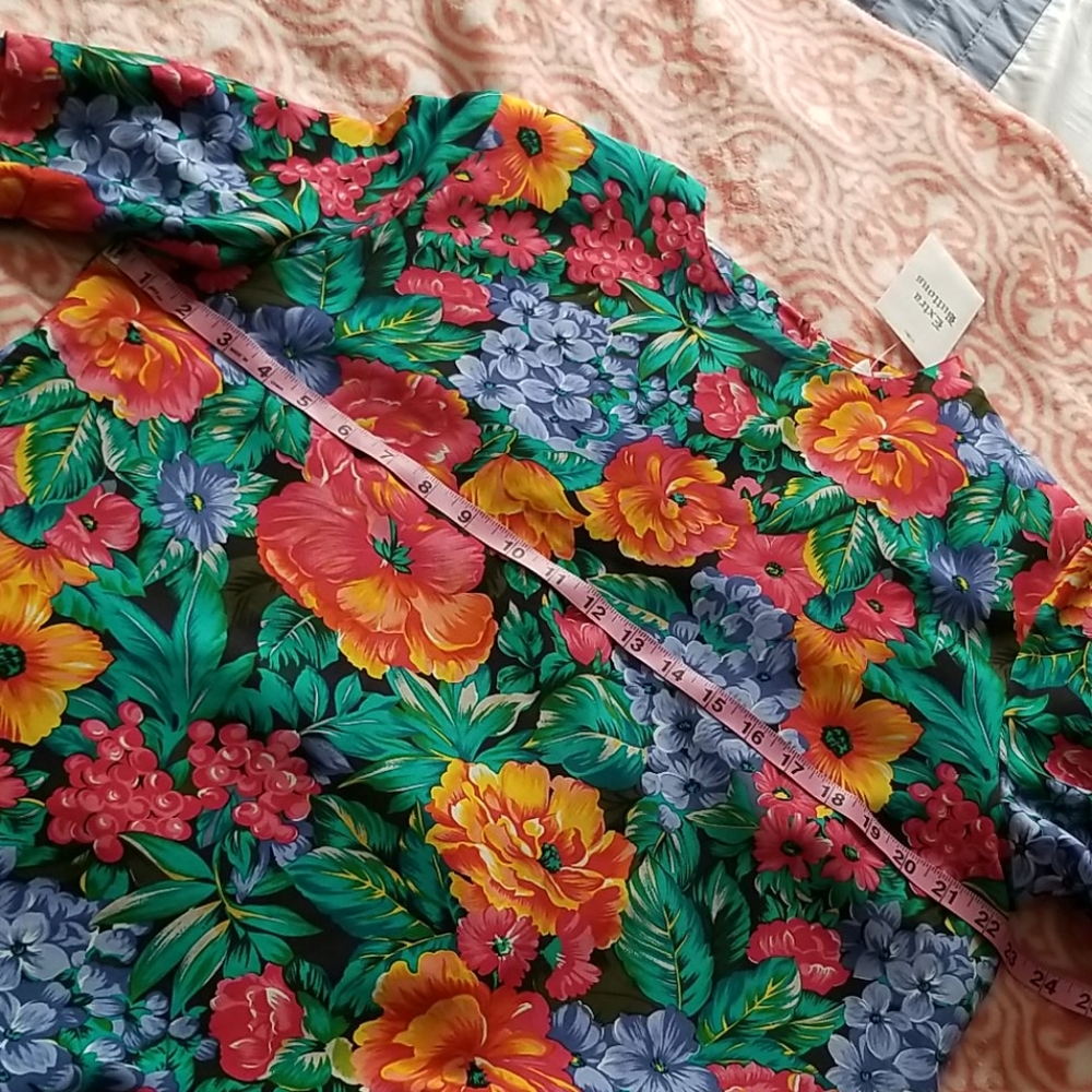 NWT Early 90s Vtg Talbots Floral Silk Blouse Top - Picture 6 of 8